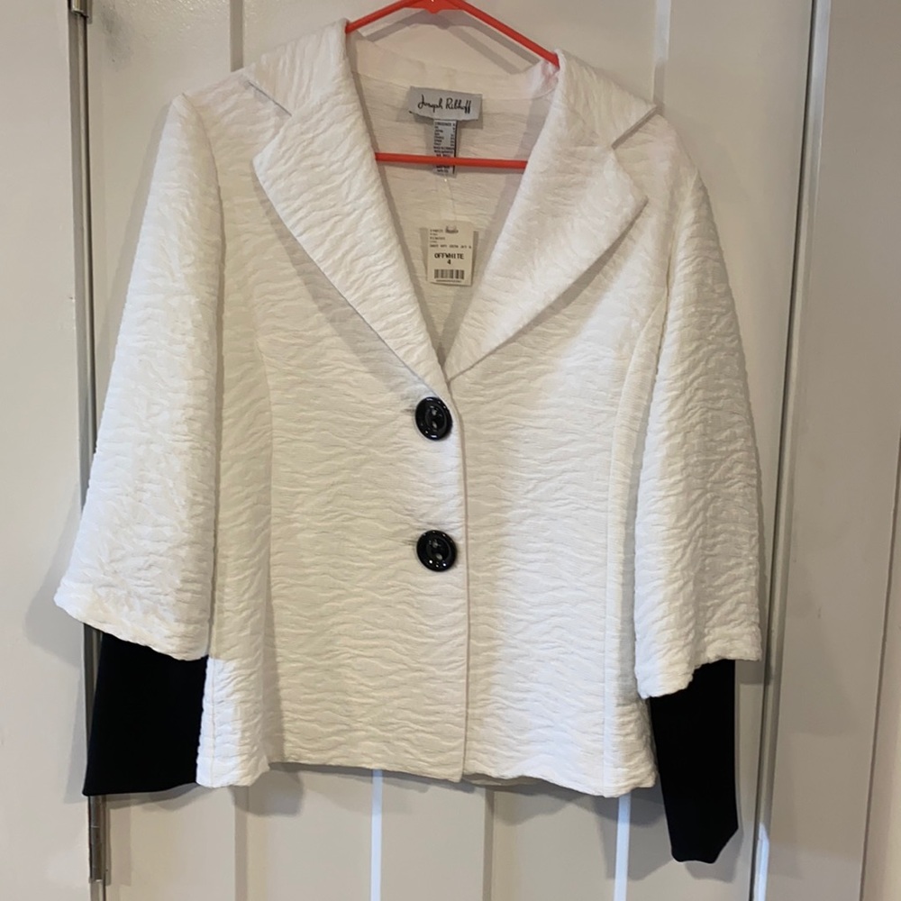 White and black blazer